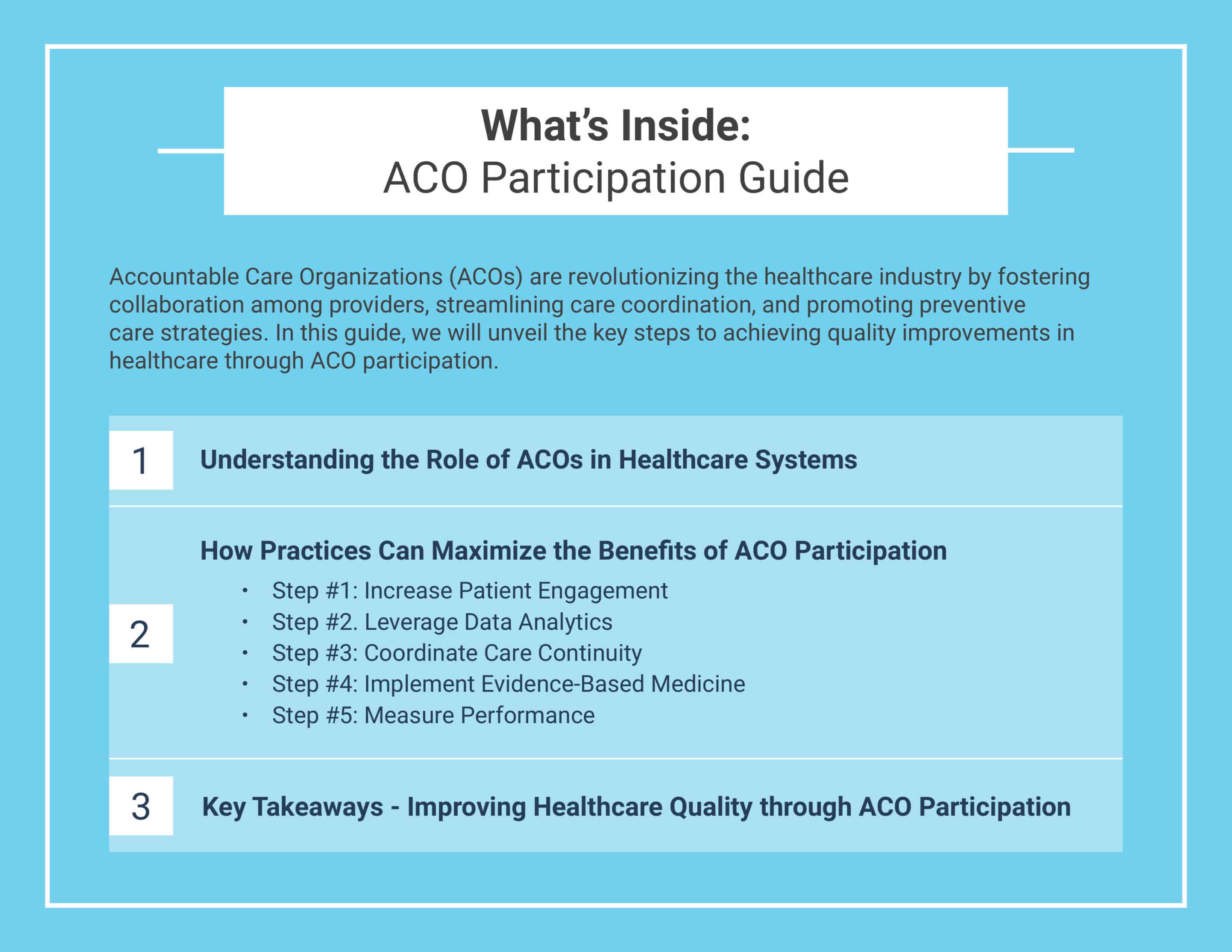 Healthcare quality improvement guide table of contents